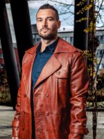 Double-Breasted Leather Coat