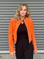 dámská kožená bunda oranžová